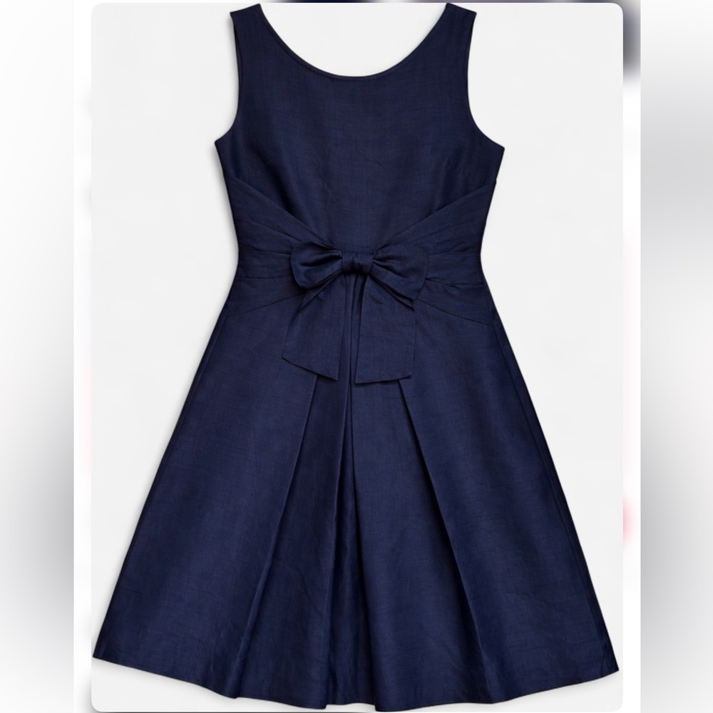 kate spade Navy Sleeveless Fit-and-Flare Mini Dress with Bow